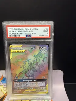 Pokemon TCG Moltres & Zapdos & Articuno GX 69/68 Hidden Fates PSA 9 - Image 1