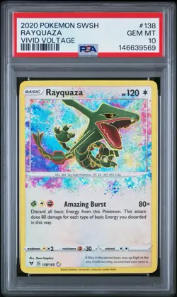 2020 Pokemon SWSH Vivid Voltage Rayquaza Amazing Rare Holo #138/185 PSA 10 - Image 1