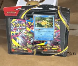 Pokemon TCG Mega Evolution 3 Pack Blister w/ Psyduck Promo NEW - Image 1