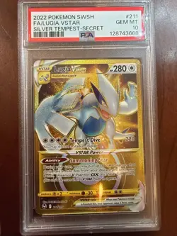 PSA 10 Lugia Vstar 211/195 Secret Silver Tempest Pokemon - Image 1
