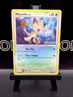 2008 Pokemon TCG Meowth Lv.13 106/146 Reverse Holo BK Promo Platinum Stamped LP - Image 2
