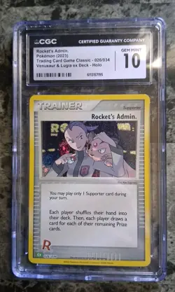 Rocket's Admin. (CLV) 026/034 Trading Card Game Classic Holo CGC 10 - Image 1