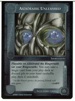 MIDDLE EARTH THE LIDLESS EYE RARE CARD AKHORAHIL UNLEASHED ex - Image 1