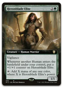 Heronblade Elite (Extended Art) #64 (NM) Midnight Hunt MIC Magic MTG - Image 1