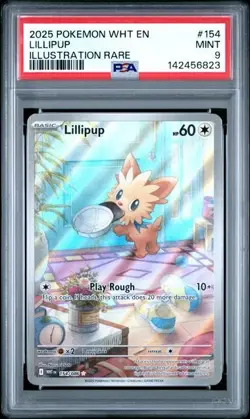 2025 POKEMON WHT EN-WHITE FLARE #154 LILLIPUP ILLUSTRATION RARE IR PSA 9 Mint - Image 1