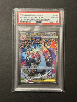 Pokemon Mega Charizard X ex 023 Me: Mega Evolution Promo Holo PSA 8 2025 - Image 1