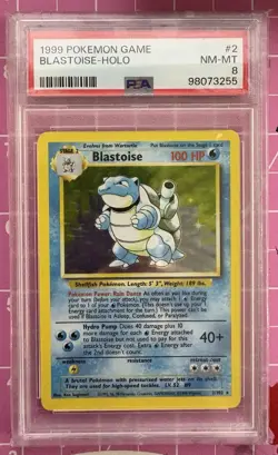 1999 Pokemon Blastoise Base Set Holo Rare PSA 8 2/102 English - Image 1