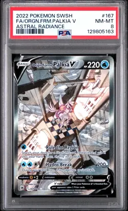 2022 POKEMON SWORD & SHIELD ASTRAL RADIANCE #167 FA/ORGN.FRM.PALKIA V PSA 8 - Image 1