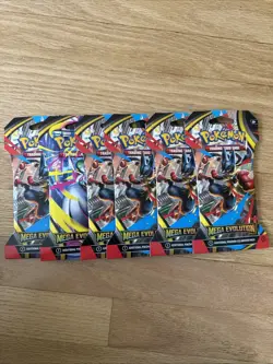 Pokemon TCG Mega Evolution Sleeved Booster Pack Lot of 6 - Image 1