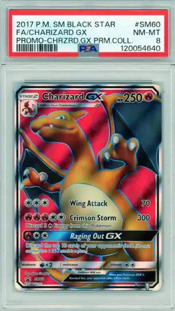 2017 Pokemon S & M Black Star Promo Charizard GX Full Art #SM60 PSA 8 - Image 1