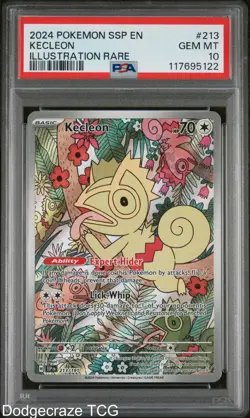 2024 Pokemon Ssp En Surging Sparks Kecleon Illustration Rare 213/191 PSA 10 - Image 1