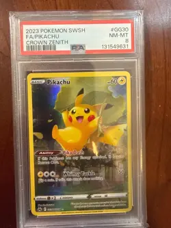 2023 POKEMON S&S CROWN ZENITH #GG30 FA/PIKACHU CROWN ZENITH PSA 8 (189 - Image 1