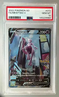 2022 Pokemon Sword & Shield GO 072 Mewtwo V PSA 10 145229984 - Image 1