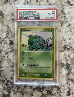 2006 POKEMON EX CRYSTAL GUARDIANS #45 BULBASAUR-REVERSE FOIL PSA 8 - Image 1