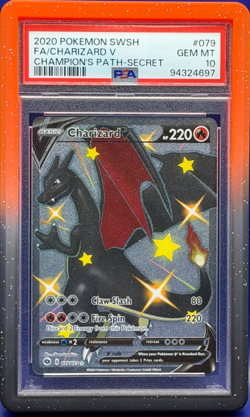 2020 Pokemon SWSH Champion's Path Secret Rare #079 FA/Charizard v PSA 10 Gem MT - Image 1