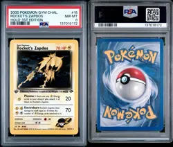 2000 POKEMON GYM CHALLENGE HOLO-1ST ED #15 ROCKET'S ZAPDOS PSA 8 - Image 3