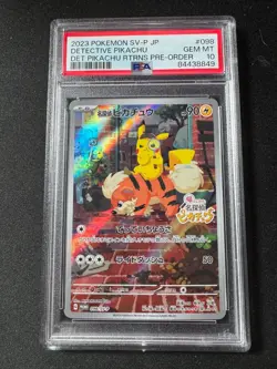 Detective Pikachu Returns Pre-Order Promo 098/SV-P Japanese Pokemon 2023 PSA 10 - Image 1
