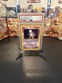 1999 Pokemon TCG Mewtwo Base Set Holo 4th Print Rare Card 10/102 PSA 6 - Image 1