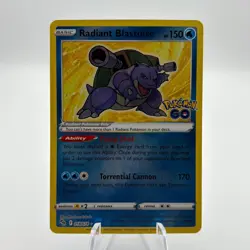 Pokemon TCG Radiant Blastoise Pokemon GO 018/078 Holo Radiant Rare NM *SEE - Image 1