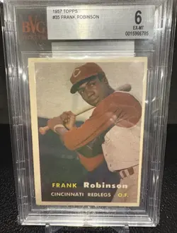 1957 Topps #35 Frank Robinson Rookie Card Reds Baseball Card BVG 6 RC EX-MT - Image 1