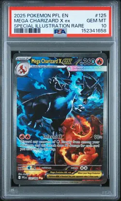 2025 POKEMON PFL EN-PHANTASMAL FLAMES #125 MEGA CHARIZARD X EX PSA 10 - Image 1
