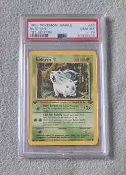Nidoran 1st Edition Jungle 57/64 PSA 10 Gem Mint Pokemon Card 1999 Vintage WOTC - Image 1