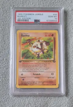 Mankey 1st Edition Jungle 55/64 PSA 10 Gem Mint Pokemon Card 1999 Vintage - Image 1