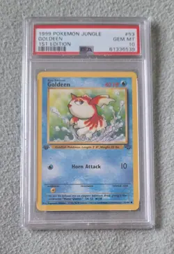 Goldeen 1st Edition Jungle 53/64 PSA 10 Gem Mint Pokemon Card 1999 Vintage WOTC - Image 1