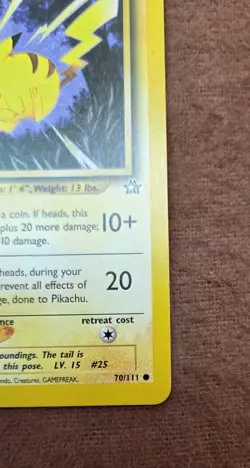 Vintage Rare Pokemon Card Pikachu Common Neo Genesis 070/111 (9-10 Gem Raw) - Image 4