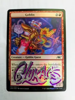MTG FOIL Goblin SIGNED IN CHROME BY CHUCK LUKACS - Image 1