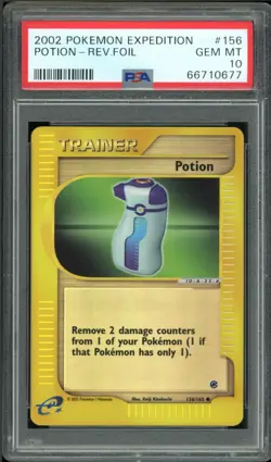 PSA 10 Potion 156/165 Reverse Holo Expedition Pokemon - POP 8 - Image 1