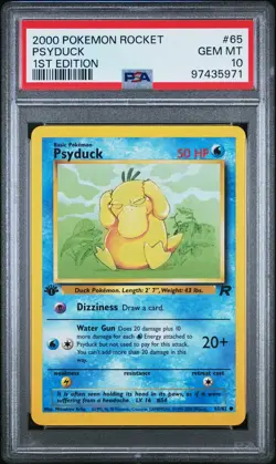 Pokemon Team Rocket 1st Edition Psyduck 65/82 PSA 10 GEM MINT *972 - Image 1