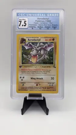Pokemon Aerodactyl Fossil 1st Edition Prerelease Holo CGC 7.5 1/62 English - Image 1