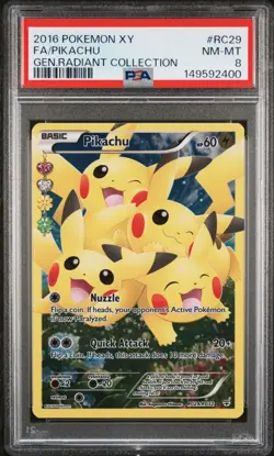 2016 POKEMON XY GENERATIONS RADIANT COLLECTION #RC29 FULL ART/PIKACHU PSA 8 - Image 1