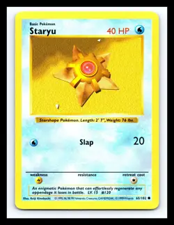 💥 STARYU Shadowless Base Set 1999 Pokemon TCG Non Holo # 65/102 - Image 1