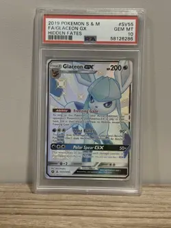 Pokemon 2019 Shiny Glaceon GX SV55 Shiny Vault Hidden Fates GEM MINT PSA 10 - Image 1