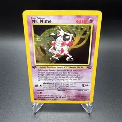 Mr. Mime 1st Edition 6/64 Jungle Set Holofoil Rare Holo Pokemon Card WOTC HP - Image 1