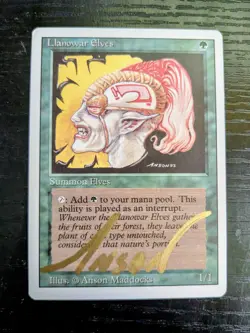 MTG REVISED Llanowar Elves SIGNED IN GOLD BY ANSON MADDOCKS - Image 1