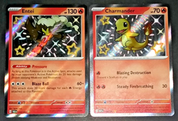 POKEMON PALDEAN FATES SHINY RARE LOT - CHARMANDER AND ENTEI (EX/NM) - Image 1