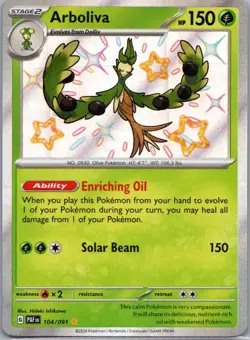 Arboliva 104/091 Shiny Rare Paldean Fates Pokemon Holo Near Mint - Image 1