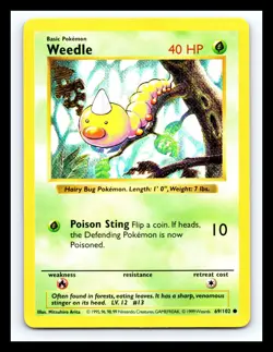 💥 Weedle | Pokemon TCG 1999 | (Shadowless Set) Non Holo Vintage # 69/102 - Image 1