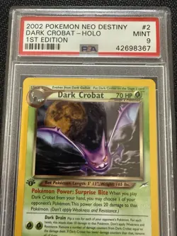 Pokemon 2002 Neo Destiny Dark Crobat 2/105 1st Edition Holo Rare PSA 9 - Image 2