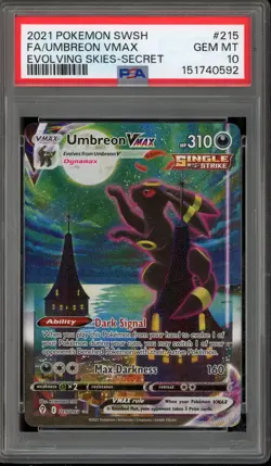 Pokemon Umbreon VMAX Evolving Skies Secret Rare Full Alt Art #215 PSA 10 - Image 1