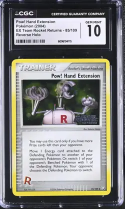 CGC 10 Pow! Hand Extension Rocket Returns 85/109 Reverse Holo STAMPED Pokemon - Image 1