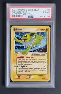 2007 Pokemon EX Power Keepers Jolteon Gold Star Holo 101/108 PSA 6 EX-MT - Image 1