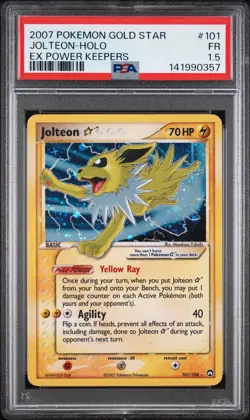 2007 POKEMON EX POWER KEEPERS GOLD STAR #101 JOLTEON-HOLO PSA 1.5 POP 4 - Image 1