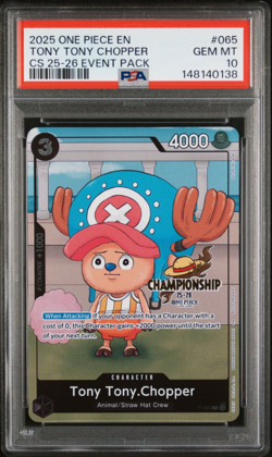 2025 One Piece Championship 2025-26 Event Pack Tony Tony Chopper 065 PSA 10 - Image 1