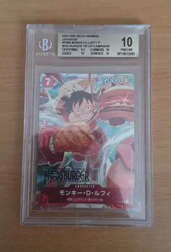 One Piece CCG Monkey.D.Luffy Mos Burger Tie-Up Campaign JPN Promo P-080 BGS 10 - Image 1