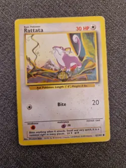 Rattata 61/102 Vintage Pokemon TCG Base Set Wotc 1999 - Image 1