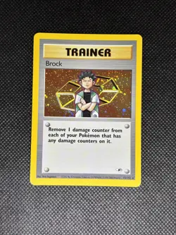 Pokemon TCG Brock 15/132 Gym Heroes Holo Rare Trainer Card Vintage WOTC LP - Image 1